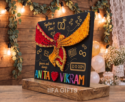 Personalized "Gathbandhan" Wedding String Art | Custom Couple Name Board with Date