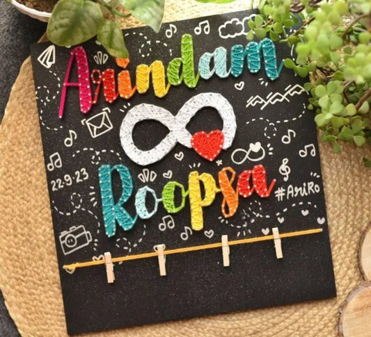Personalised Infinity String Art & Photo Board | Custom Couple Gift