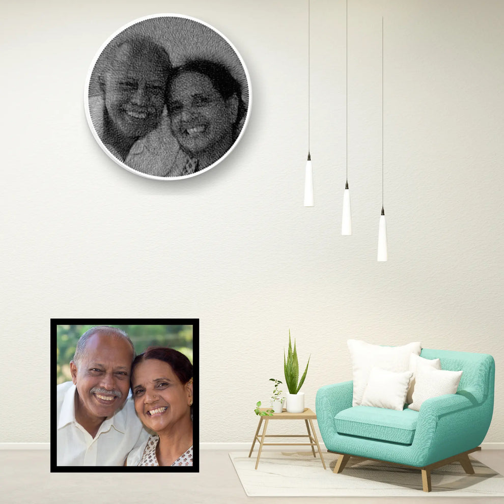 Personalised Couple Thread Art Portrait