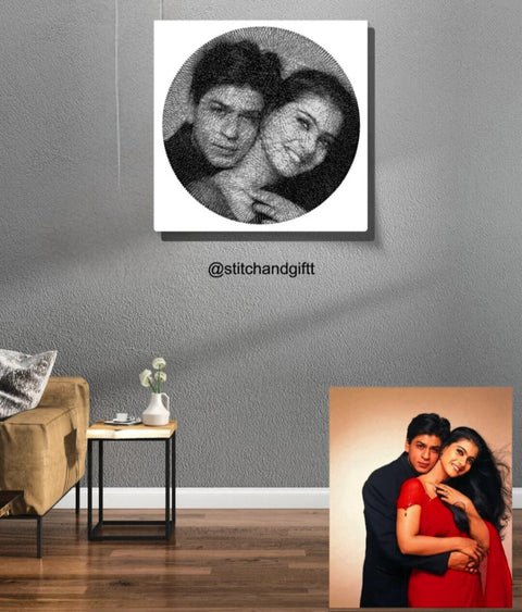 Personalised Couple Thread Art Portrait | Square Board.