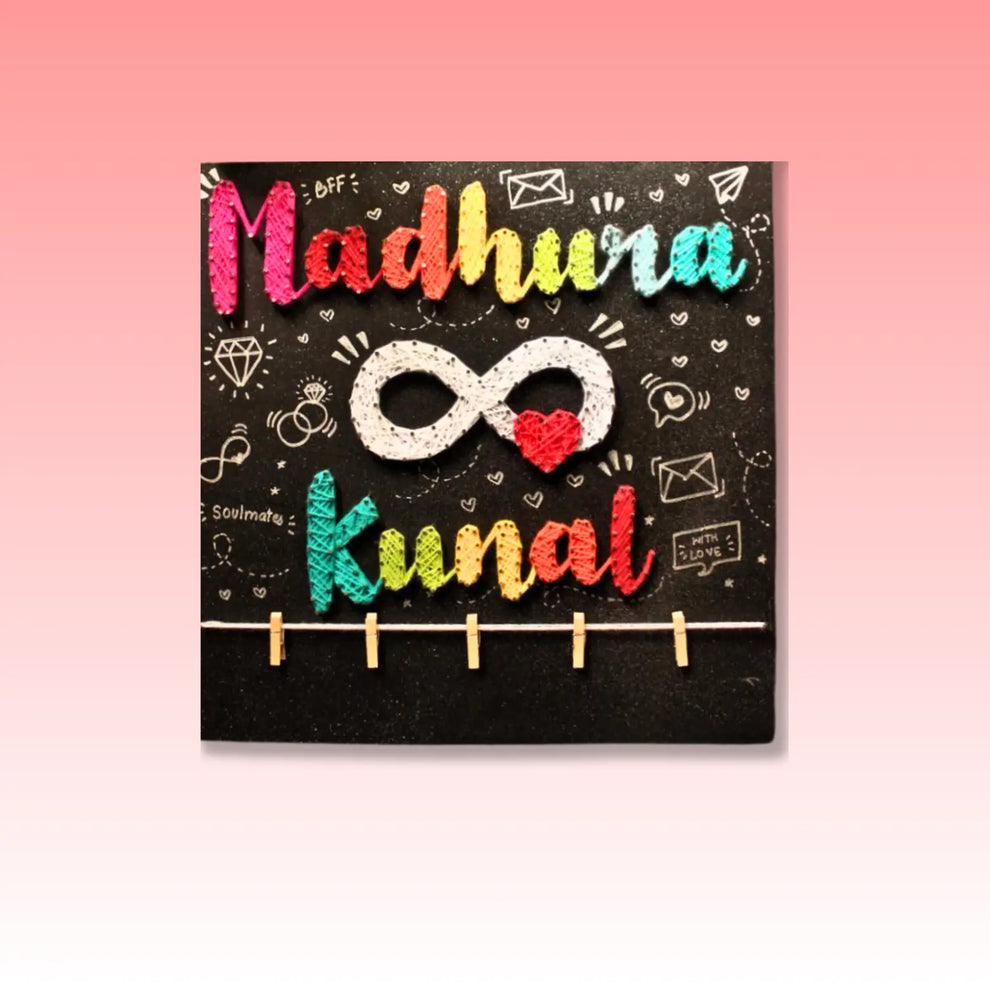 Personalised Infinity String Art & Photo Board | Custom Couple Gift