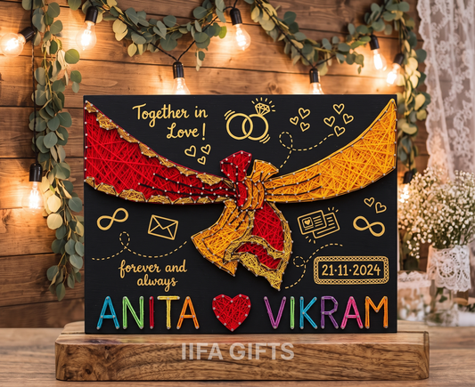 Personalized "Gathbandhan" Wedding String Art | Custom Couple Name Board with Date