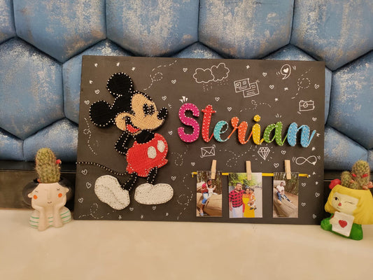Personalized String Art Name Plate & Photo Holder | Custom Cartoon Character Birthday Gift