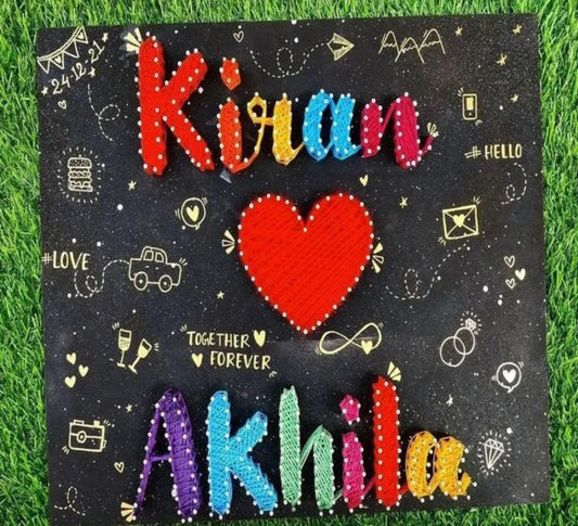 String Art Couple Name with Heart