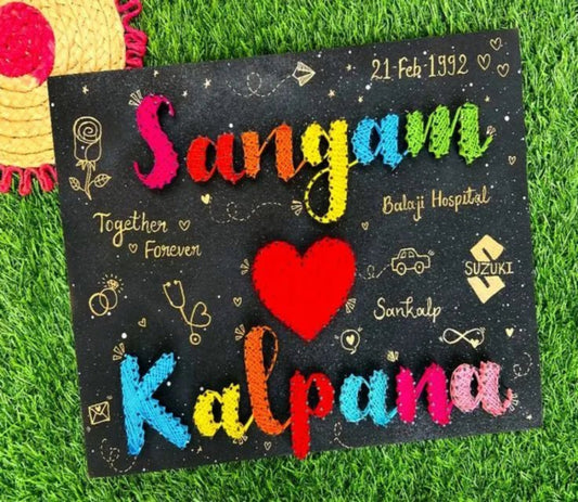 String Art Couple Name with Heart