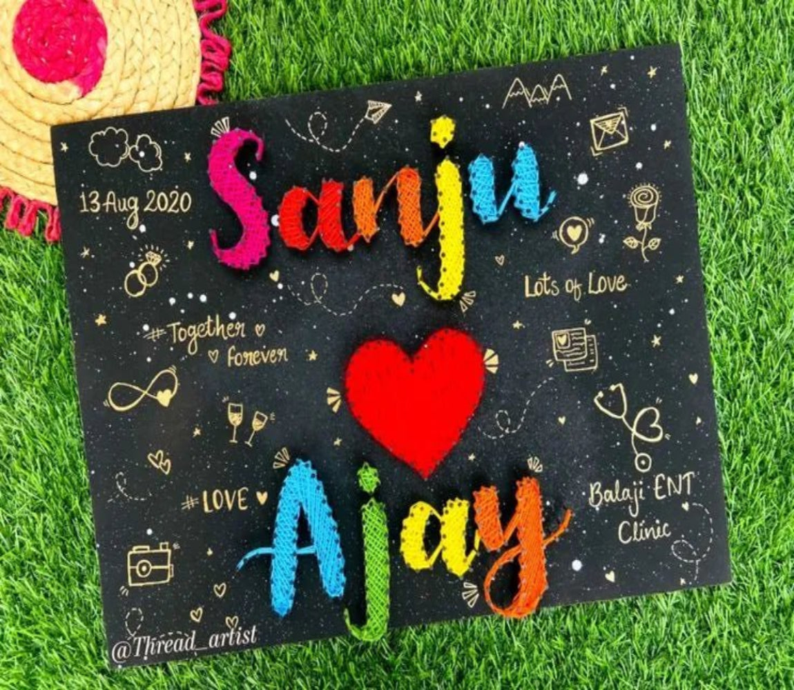 String Art Couple Name with Heart