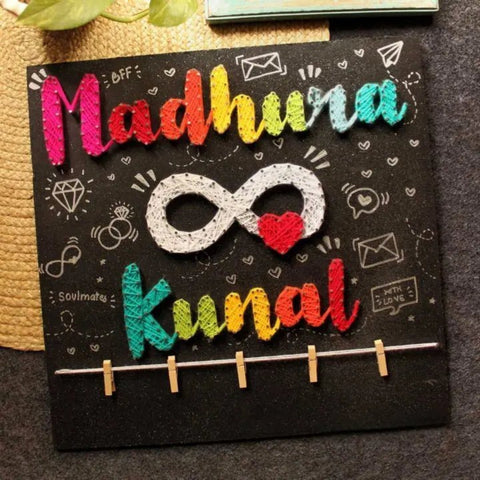 Personalised Infinity String Art & Photo Board | Custom Couple Gift