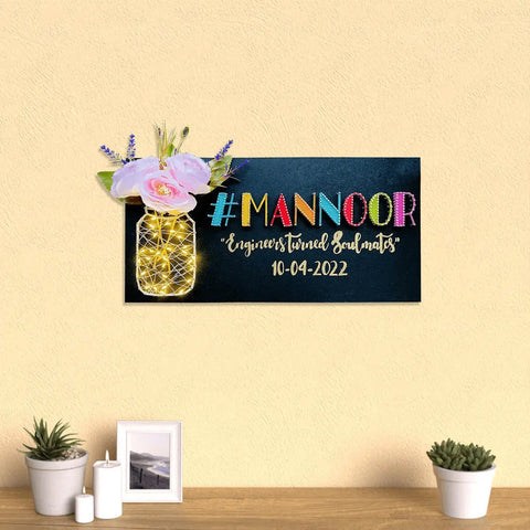 Hashtag String art Nameplate with Light Jar