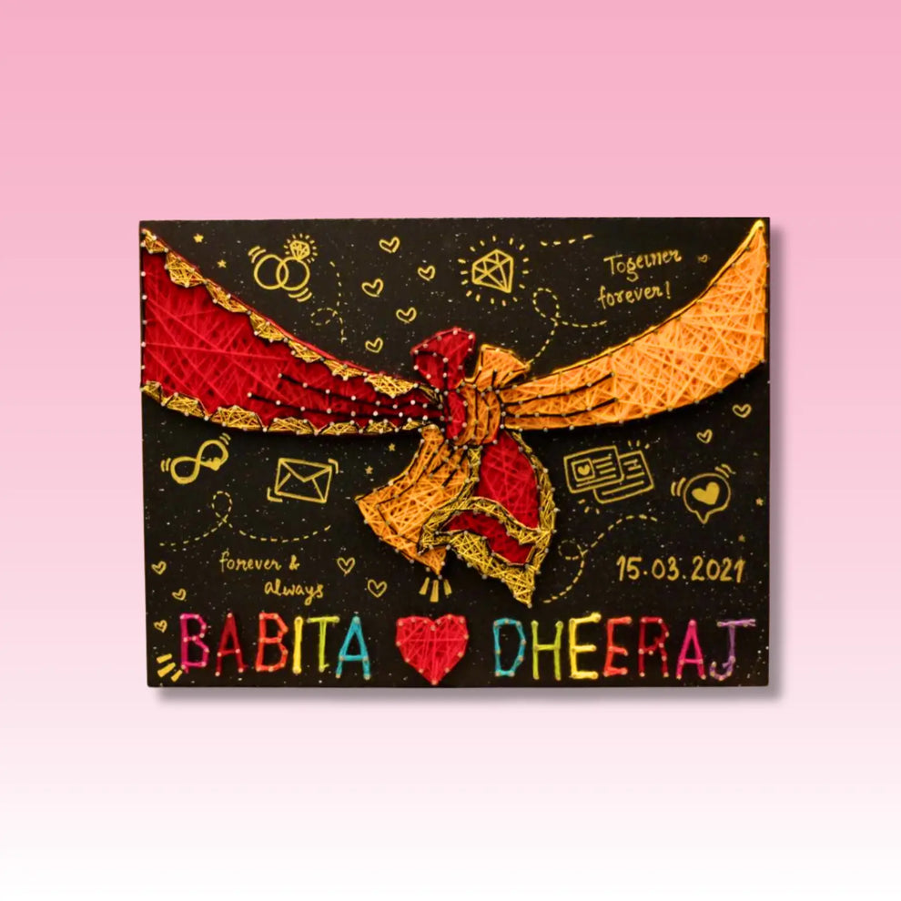 Personalized "Gathbandhan" Wedding String Art | Custom Couple Name Board with Date