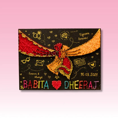 Personalized "Gathbandhan" Wedding String Art | Custom Couple Name Board with Date
