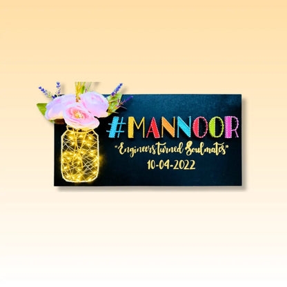 Hashtag String art Nameplate with Light Jar - IIFA GIFTS