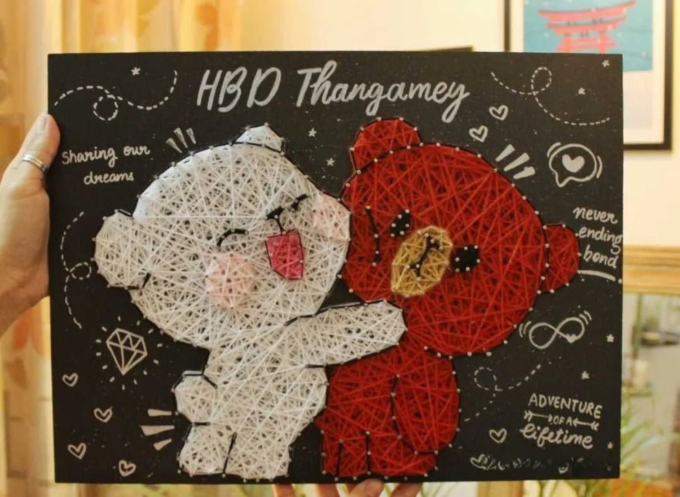 MILK & MOCHA TEDDY STRING ART - IIFA GIFTS