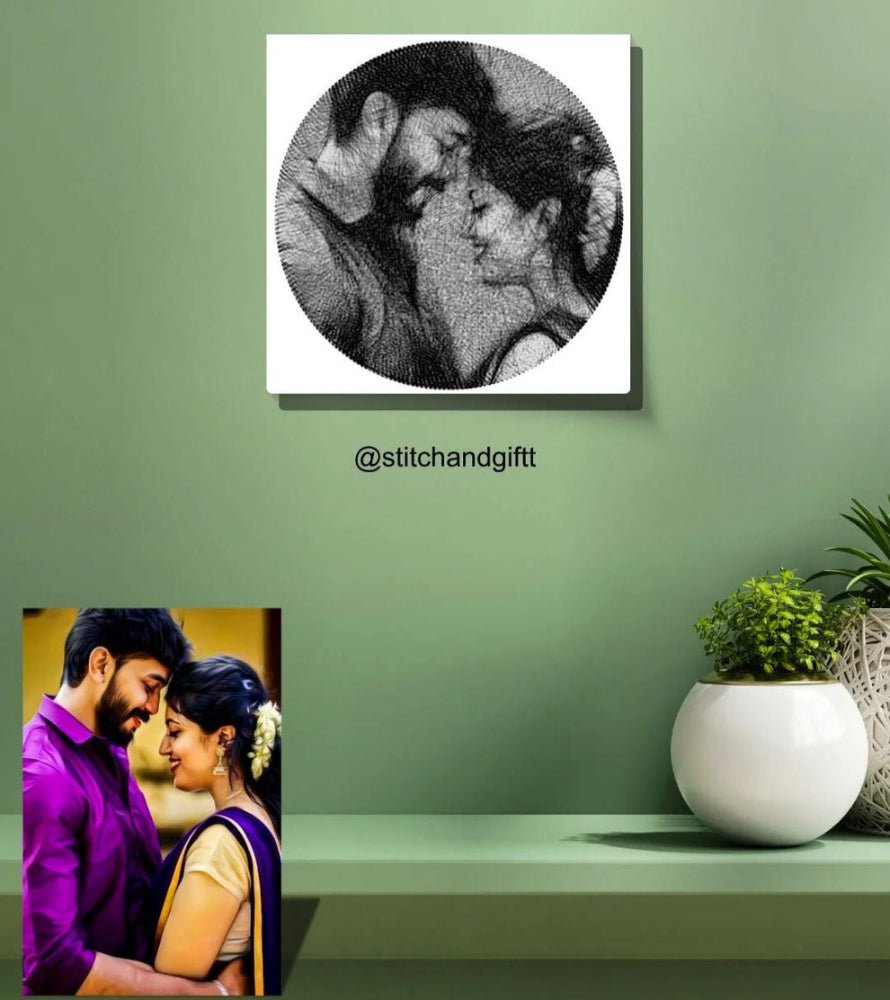 Personalised Couple Thread Art Portrait | Square Board. - IIFA GIFTS