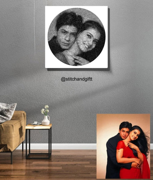 Personalised Couple Thread Art Portrait | Square Board. - IIFA GIFTS
