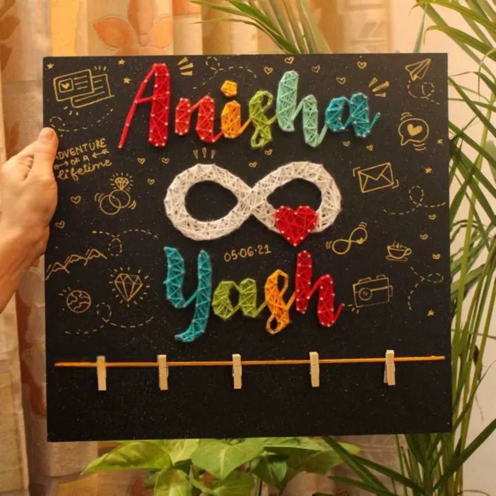 Personalised Infinity String Art & Photo Board | Custom Couple Gift - IIFA GIFTS