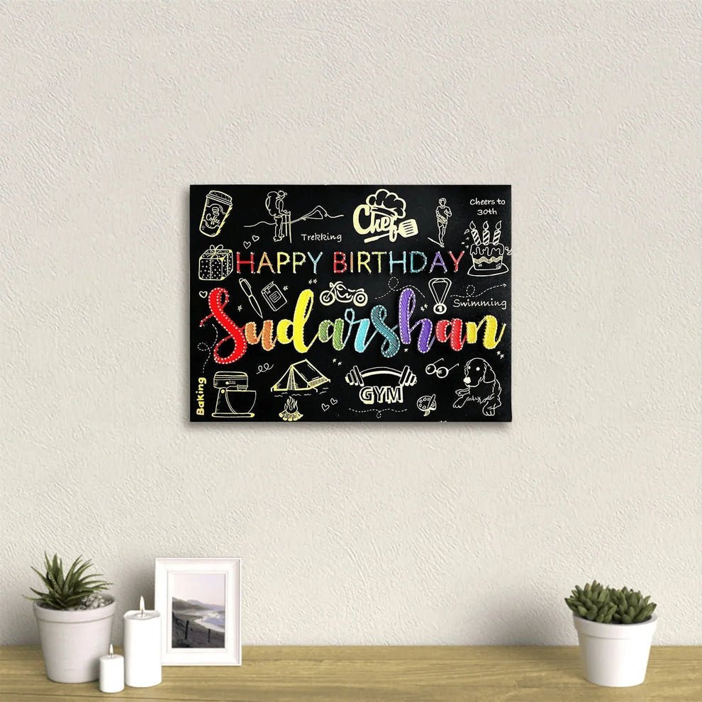 Personalized Birthday String Art with Hobbies | Custom Name Gift for Him/Her | Milestone Birthday Frame - IIFA GIFTS