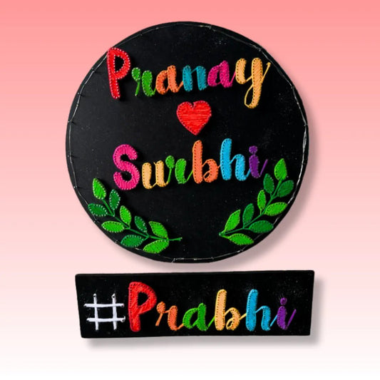 Personalized Couple Name String Art Set | Custom Round Plaque & Hashtag Sign - IIFA GIFTS