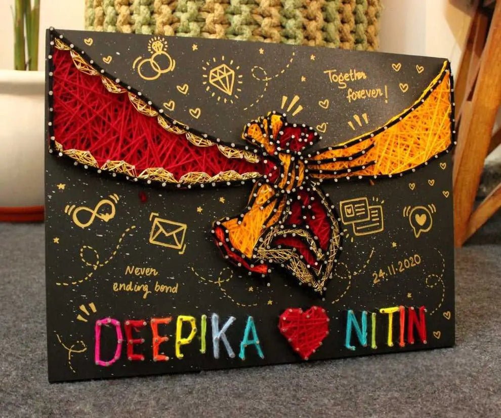 Personalized "Gathbandhan" Wedding String Art | Custom Couple Name Board with Date - IIFA GIFTS