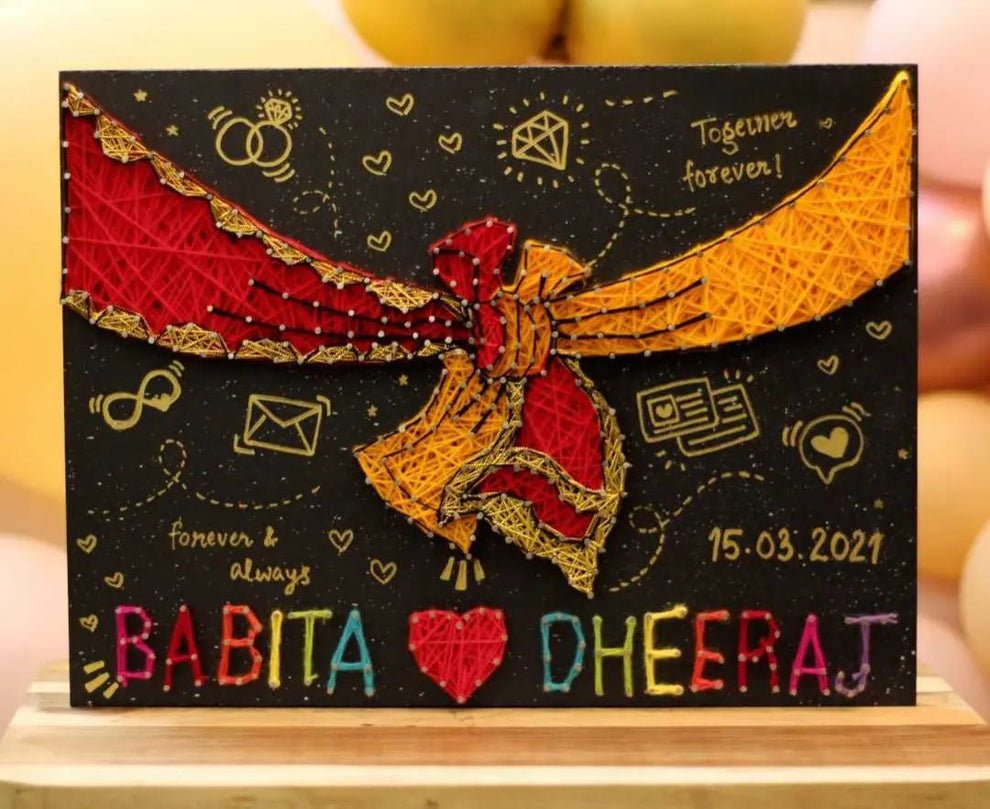 Personalized "Gathbandhan" Wedding String Art | Custom Couple Name Board with Date - IIFA GIFTS