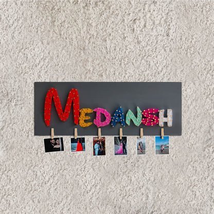 Personalized Name String Art with Photo Clips | Custom Wooden Memory Board & Photo Holder | Gift for Birthday or Anniversary - IIFA GIFTS