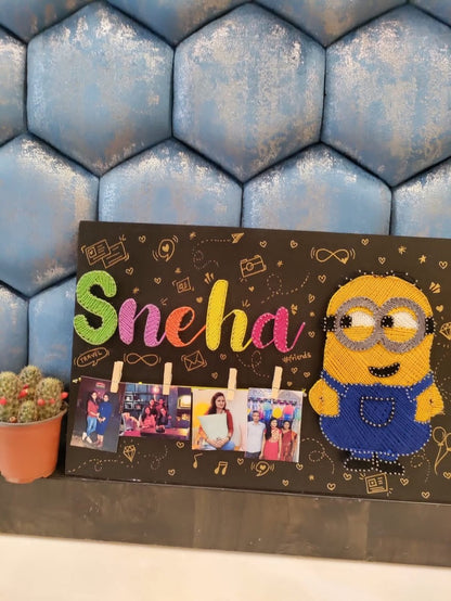 Personalized String Art Name Plate & Photo Holder | Custom Cartoon Character Birthday Gift - IIFA GIFTS