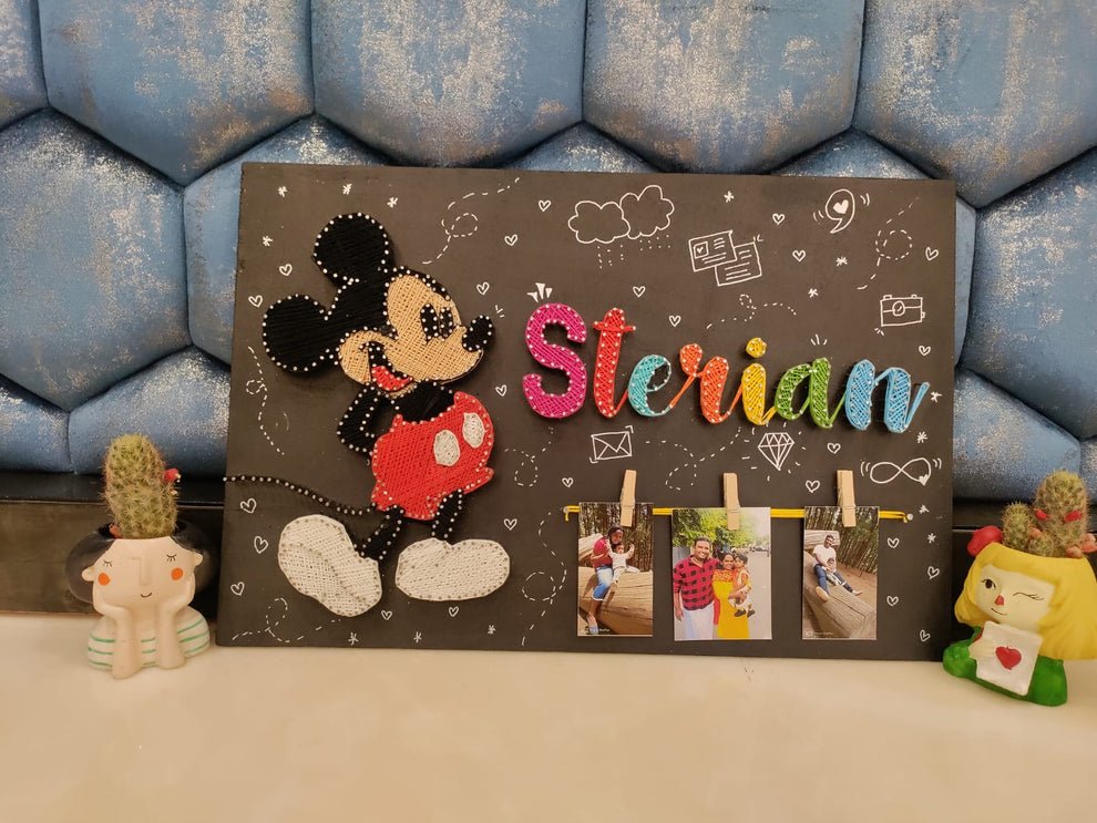 Personalized String Art Name Plate & Photo Holder | Custom Cartoon Character Birthday Gift - IIFA GIFTS