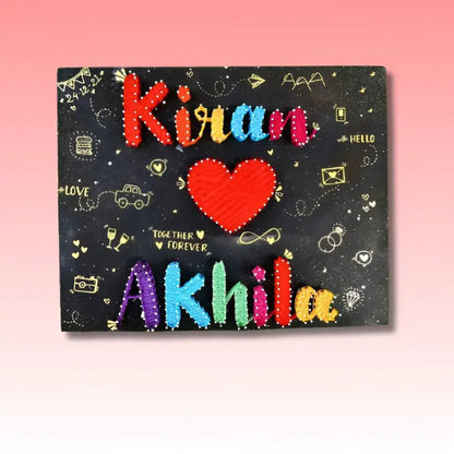 String Art Couple Name with Heart