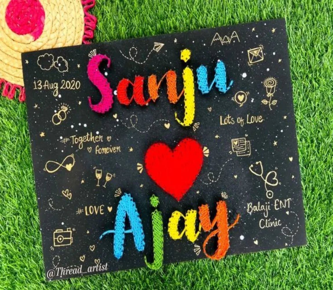 String Art Couple Name with Heart - IIFA GIFTS
