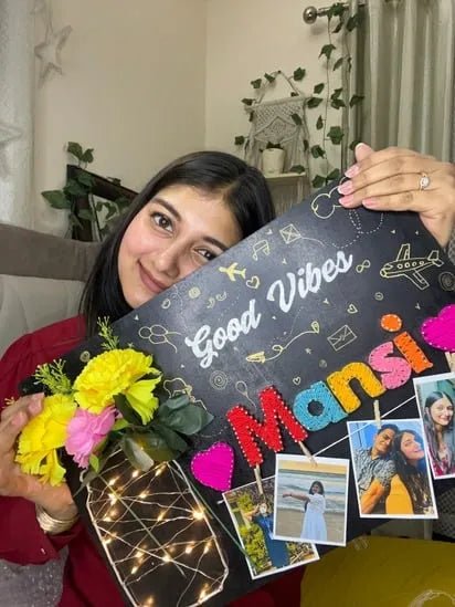 Personalised Name String Art & Photo Display Board | Custom Good Vibes Wall Decor